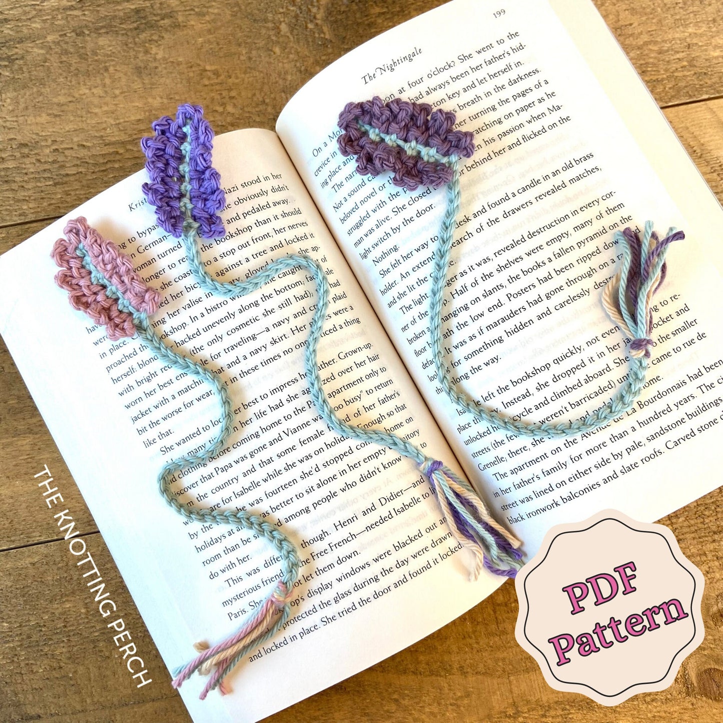 *Pattern: Crochet Lavender Flower Bookmark, Crochet Pattern for Beginners, Digital Download