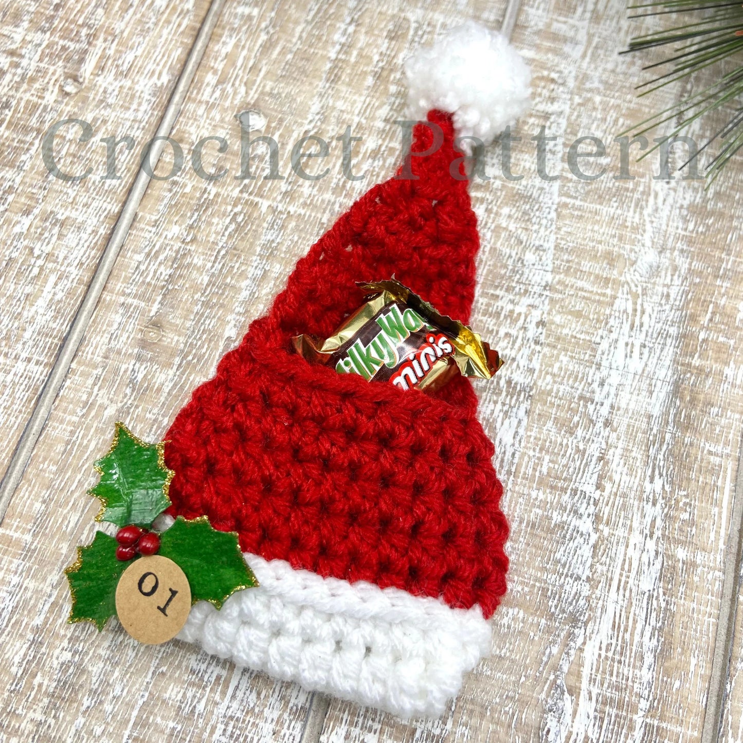 *Pattern: Crochet Santa Hat Advent Ornament, Christmas Ornament, Digital Download, Advent Calendar