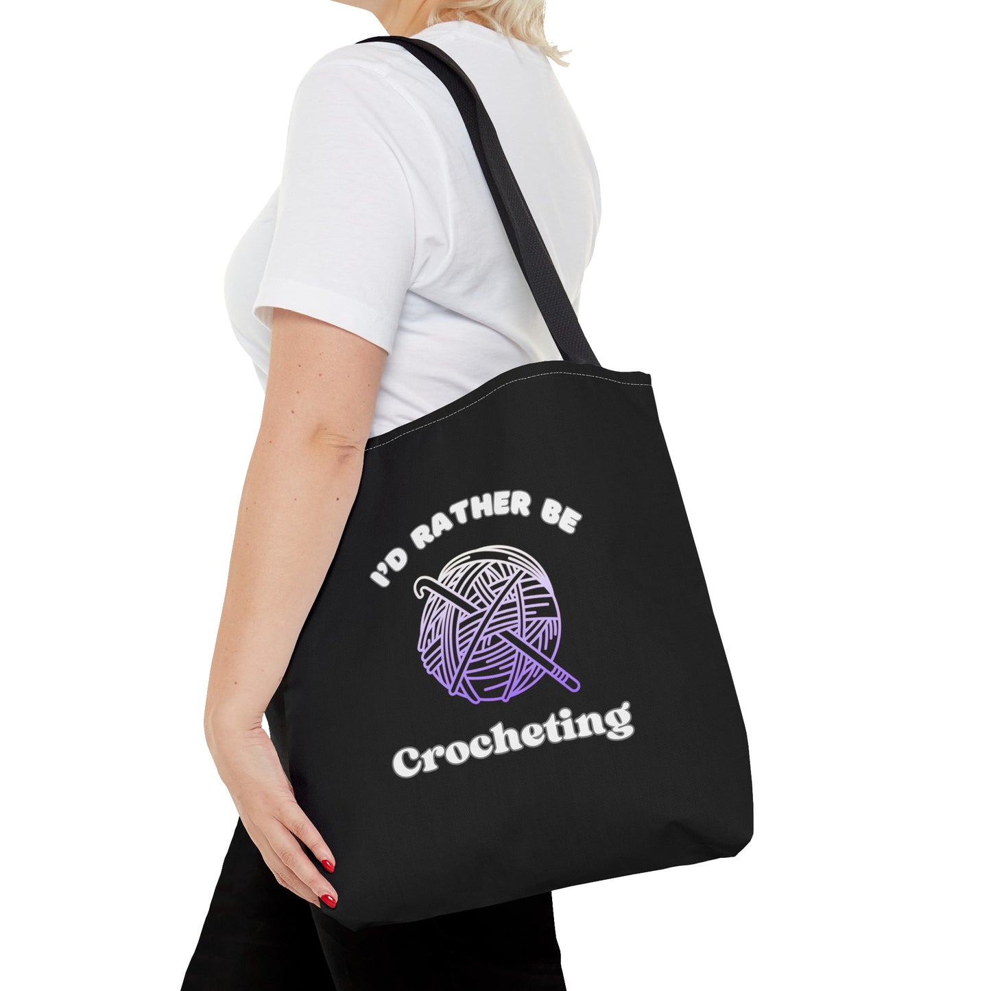 Tote Bag: I'd Rather Be Crocheting, Crochet Tote, Hobby Bag, Funny Gifts, Yarn Bag