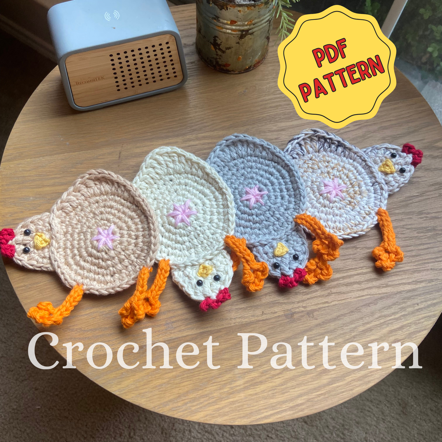 * Pattern: Chicken Butt Coaster Crochet Pattern (PDF Digital Download)