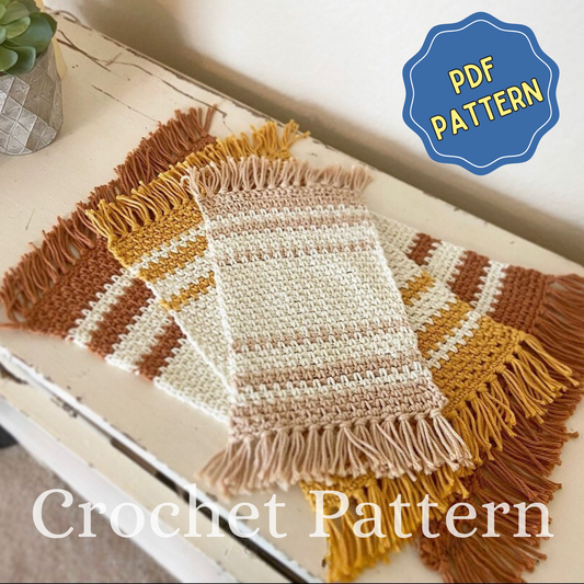 *Pattern: Crochet Boho Table Runner, Decorative Mat or Doily, Instant Download