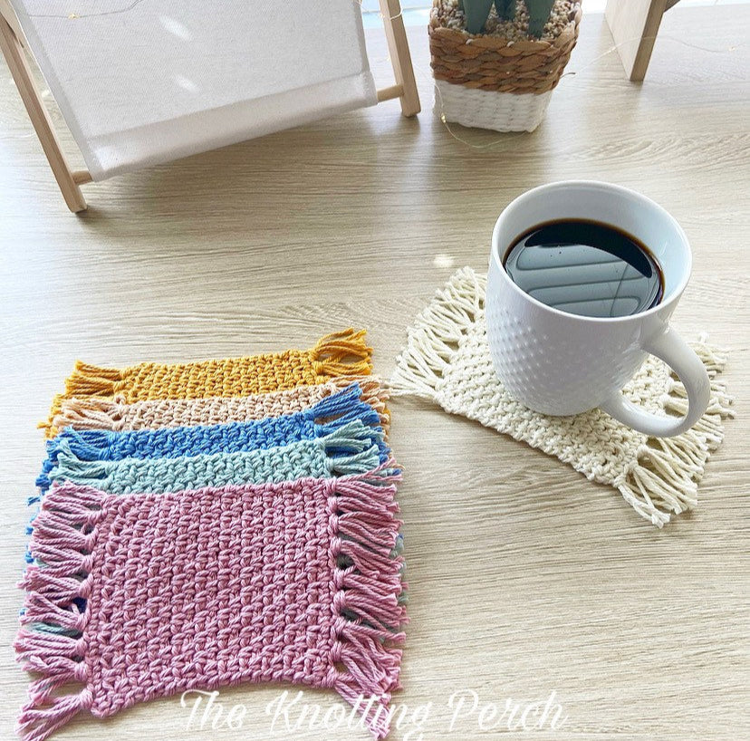 Boho Decor, Set of Mug Rugs, Crochet Drink Coaster, Mug Rugs