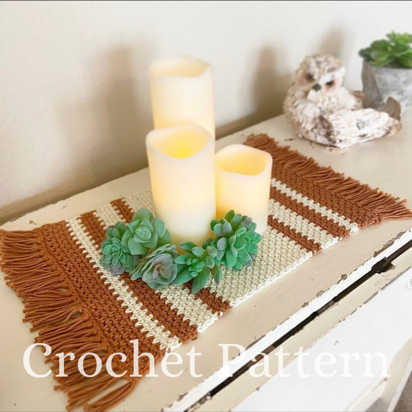 *Pattern: Crochet Boho Table Runner, Decorative Mat or Doily, Instant Download