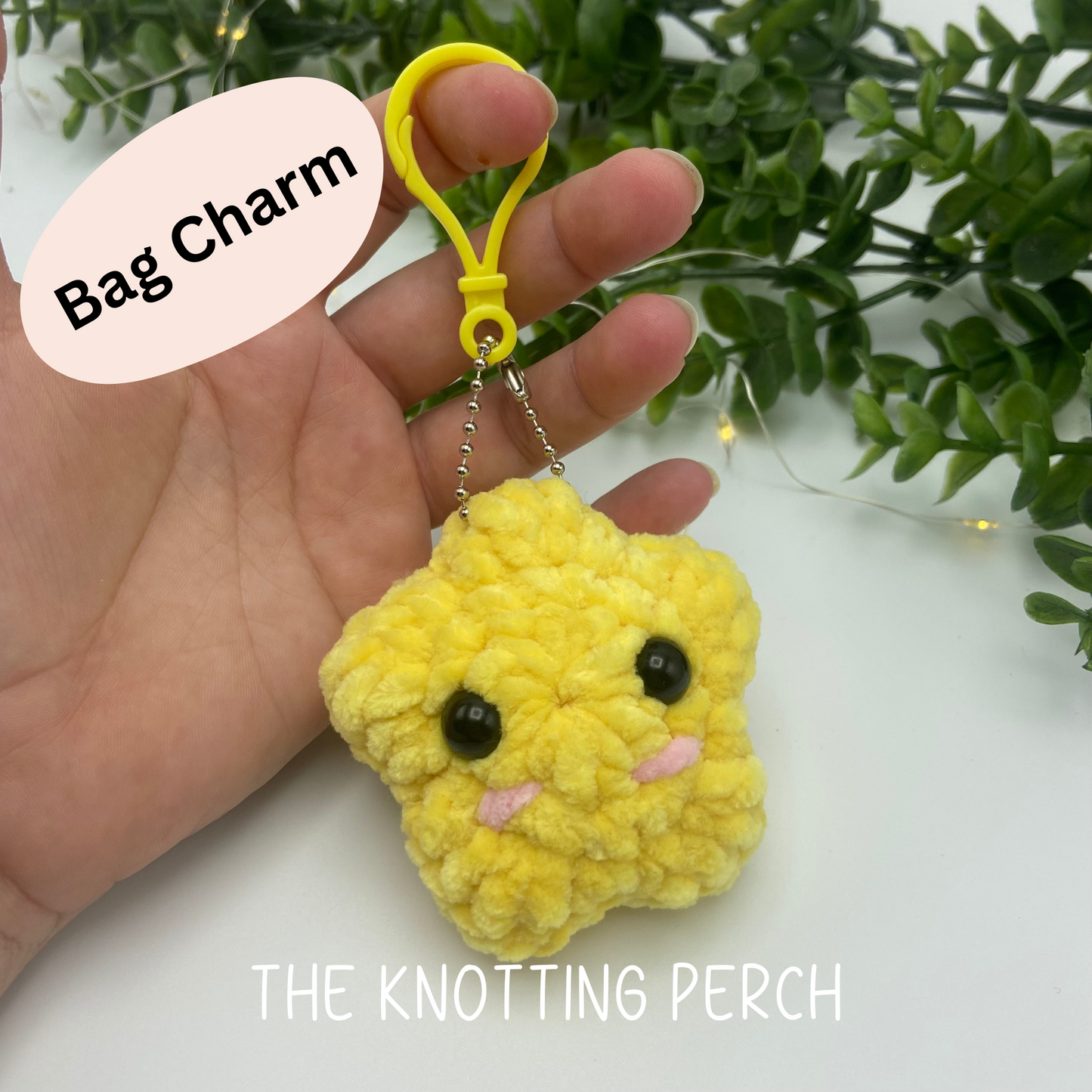 Crochet Puff Star Keychain, Bag Charm, Star Plushie, Space Theme, Cute Plush Charm