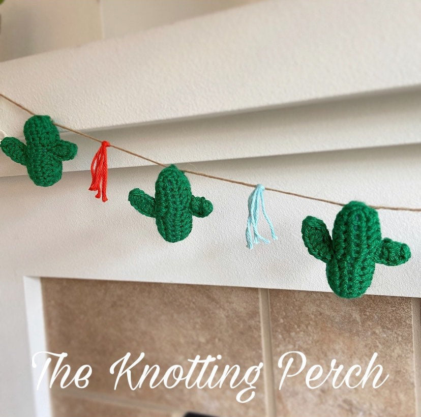 Cactus Garland, Crochet Cactus Banner, Fiesta, Succulent Decoration, Boho, Desert Home Decor