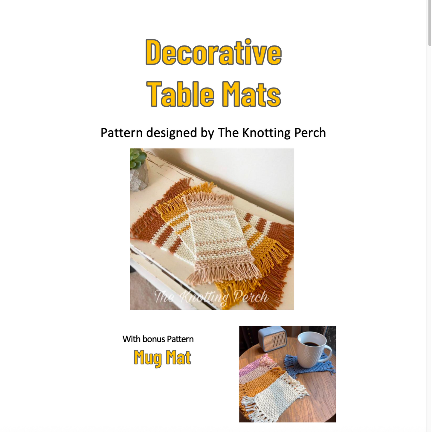 *Pattern: Crochet Boho Table Runner, Decorative Mat or Doily, Instant Download