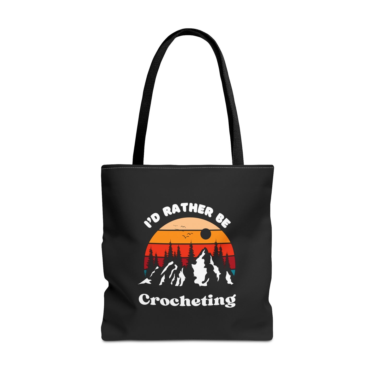 Tote Bag: I'd Rather Be Crocheting, Mountain Range, Crochet Bag, Crochet Tote, Funny Gifts, Hobby Bag