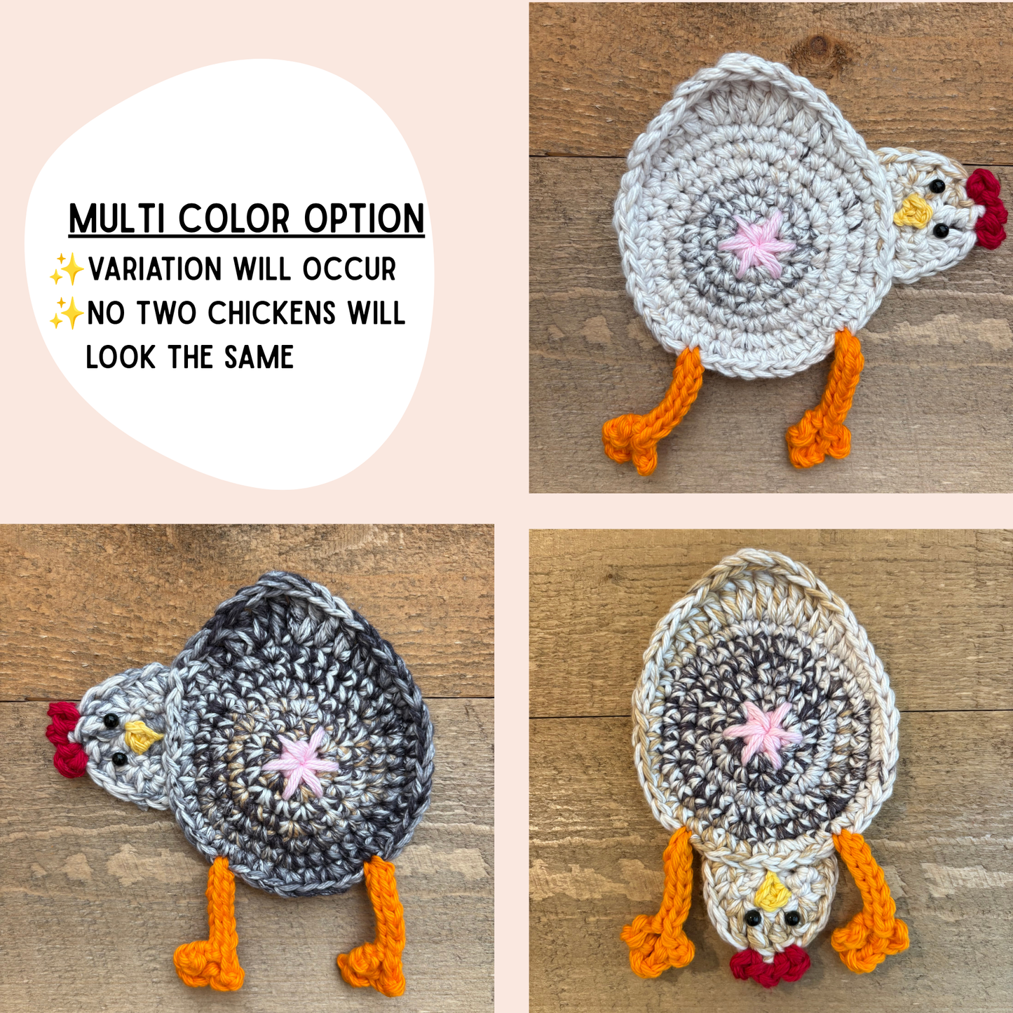 Chicken Butt Crochet Coaster (1 Coaster) | Funny Farmhouse Gift