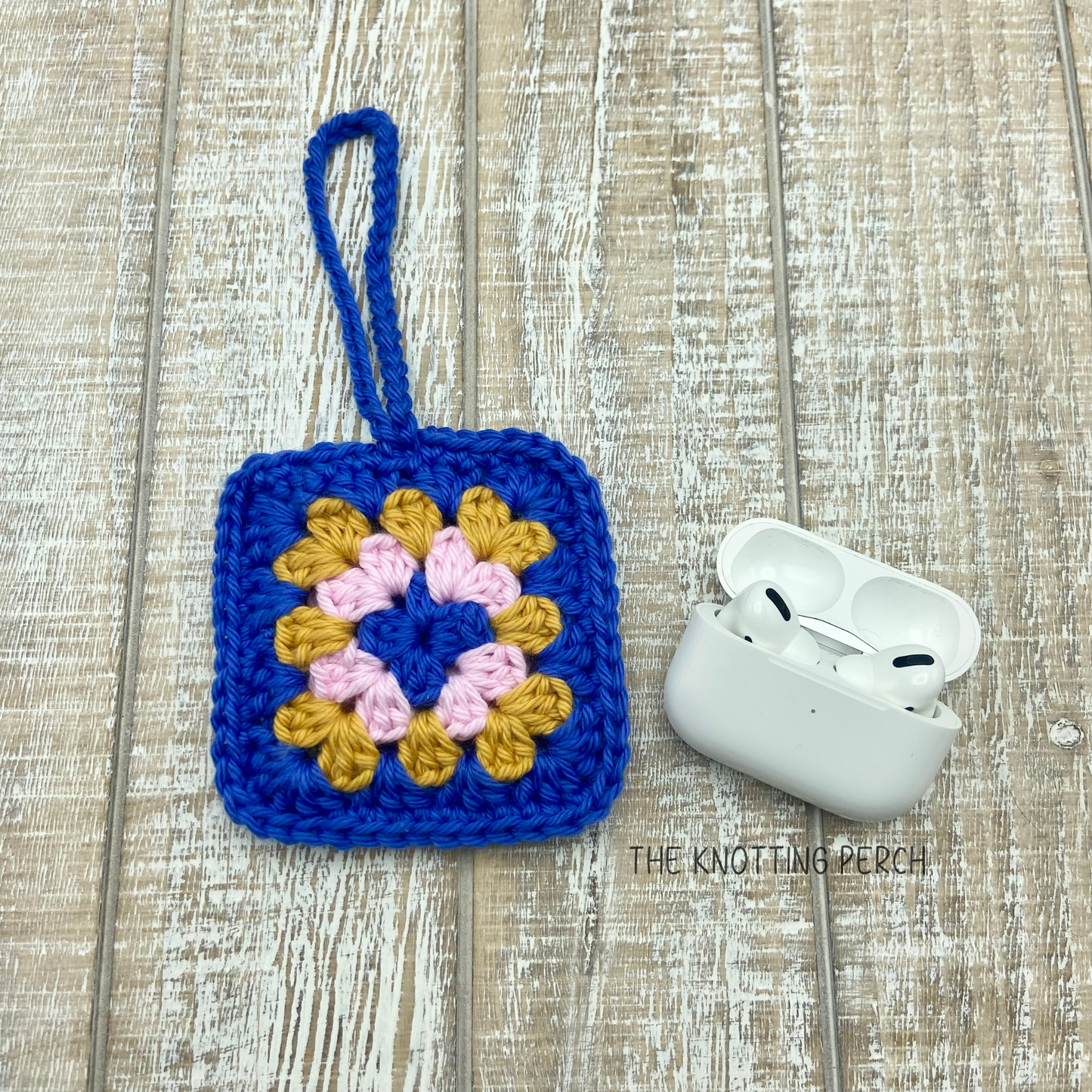 Mini Granny Square Airpods Case, Crochet Bag Charm, Granny Square Pouch Bag, Airpods Case Keychain