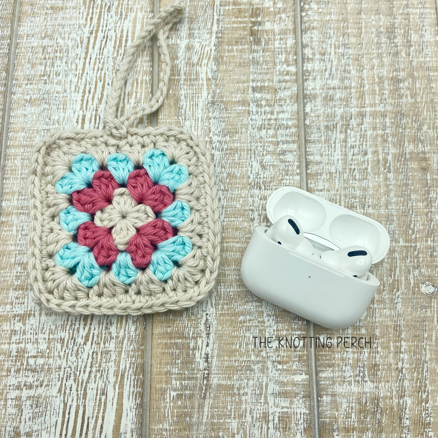 Mini Granny Square Airpods Case, Crochet Bag Charm, Granny Square Pouch Bag, Airpods Case Keychain