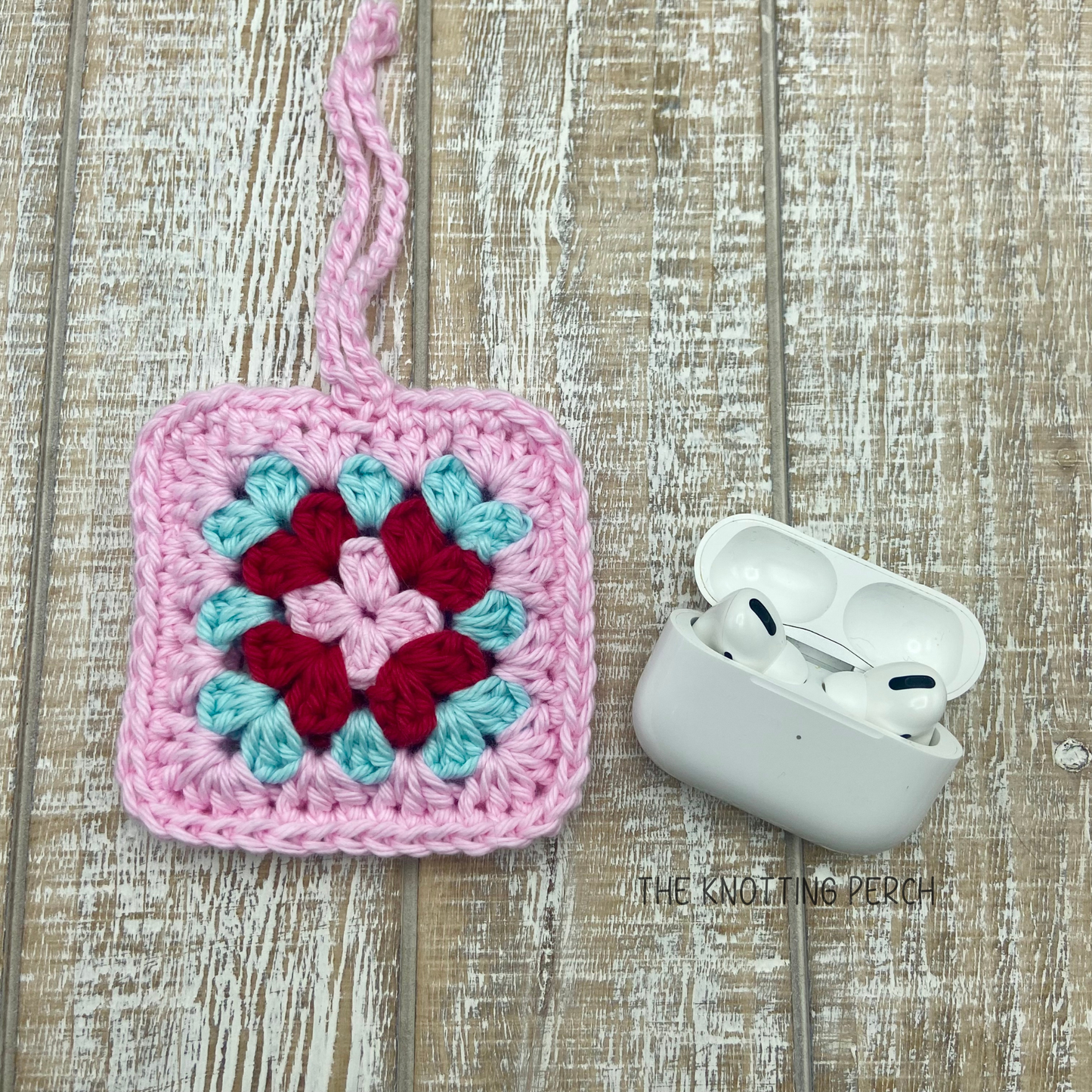 Mini Granny Square Airpods Case, Crochet Bag Charm, Granny Square Pouch Bag, Airpods Case Keychain