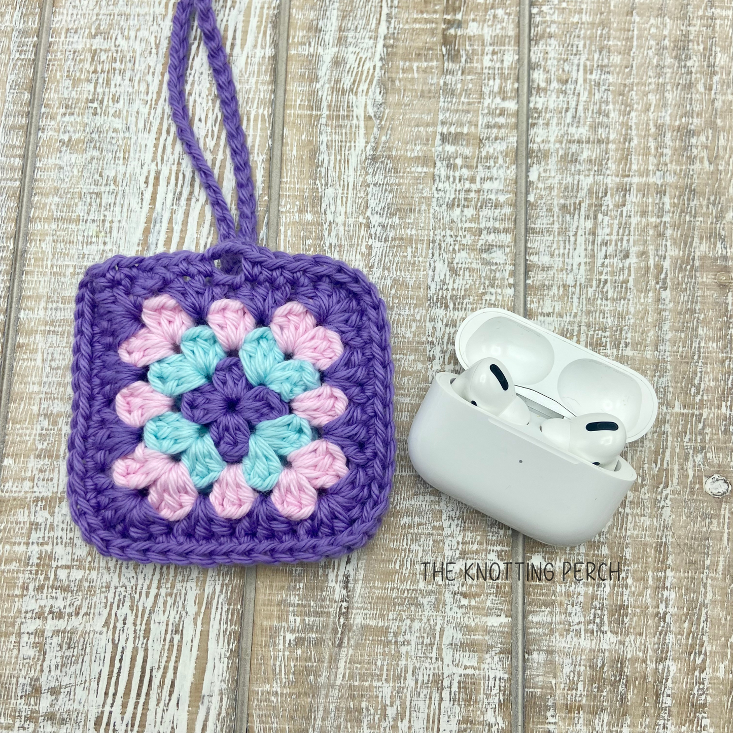 Mini Granny Square Airpods Case, Crochet Bag Charm, Granny Square Pouch Bag, Airpods Case Keychain