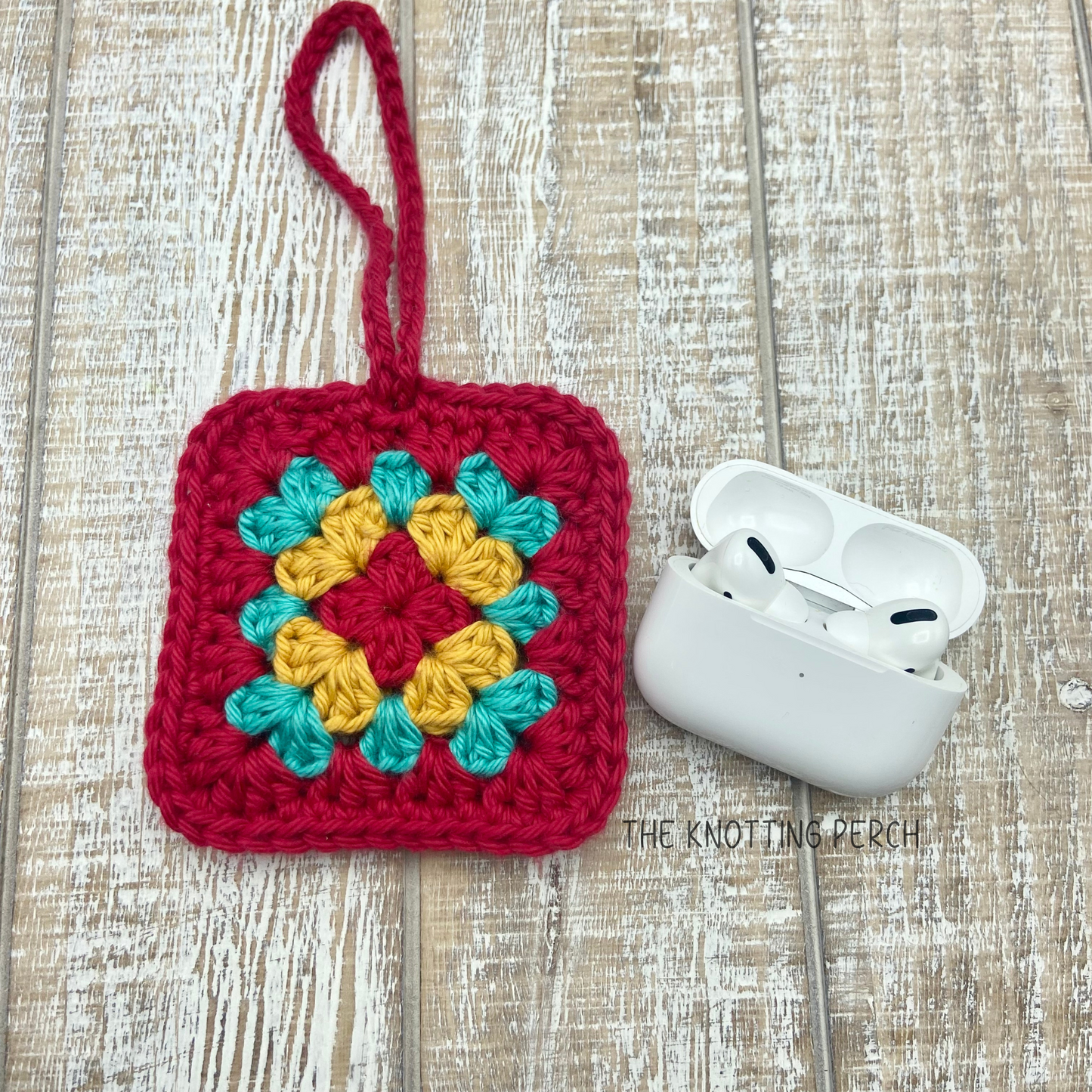 Mini Granny Square Airpods Case, Crochet Bag Charm, Granny Square Pouch Bag, Airpods Case Keychain