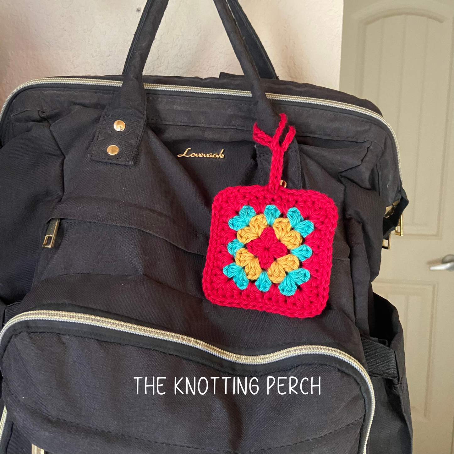 Pattern: Crochet Mini Granny Square Airpods Case Holder, Bag Charm, Crochet Pattern for Beginners