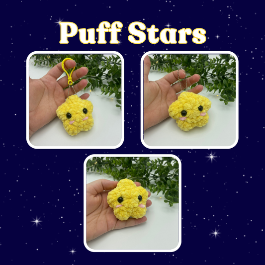 Crochet Puff Star Keychain, Bag Charm, Star Plushie, Space Theme, Cute Plush Charm