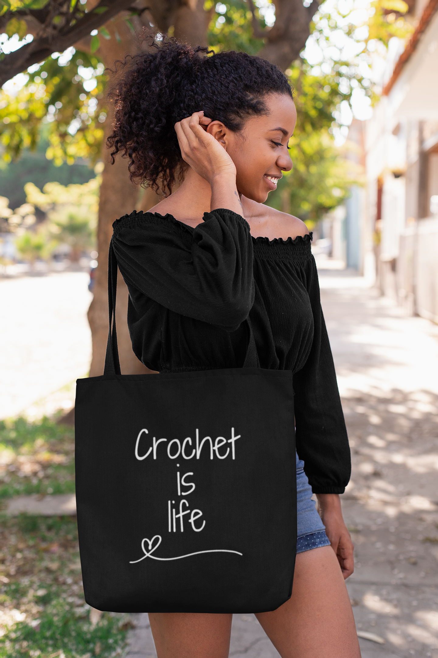 Tote Bag: Crochet is Life, Crochet Bag, Funny Gifts, Hobby Bag